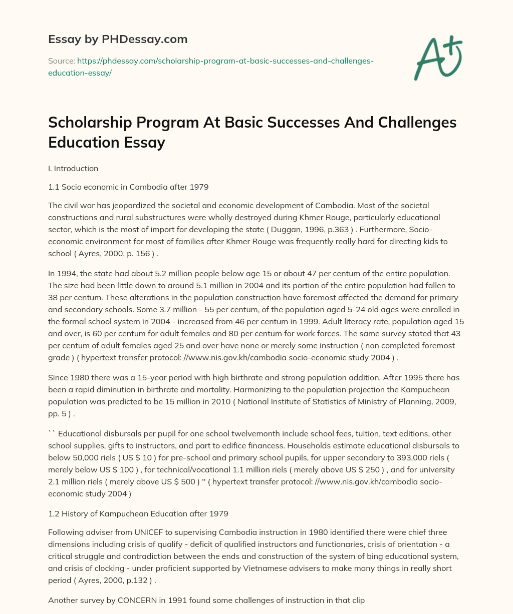 Scholarship Program At Basic Successes And Challenges Education Essay essay