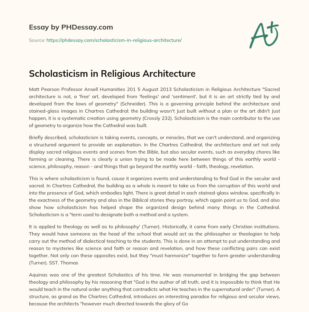 Scholasticism in Religious Architecture essay