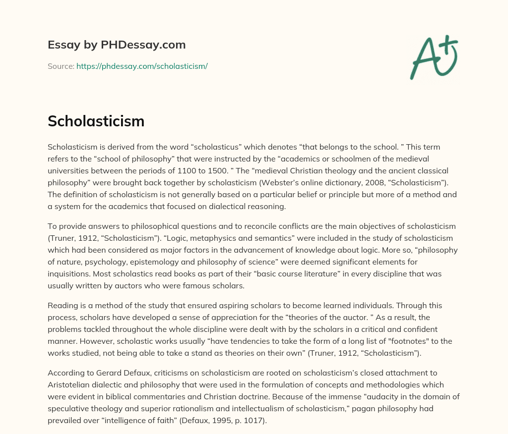 Scholasticism essay