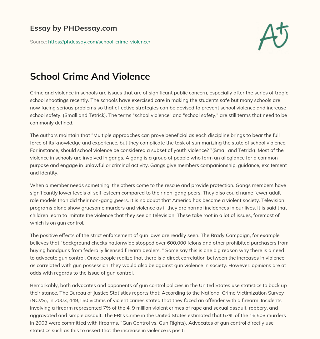 violence and crime essay