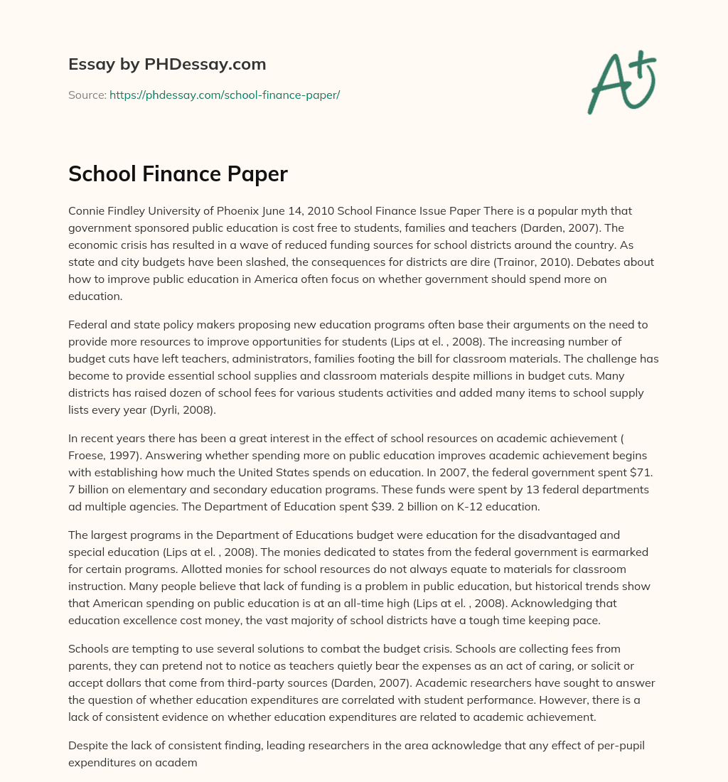 School Finance Paper essay