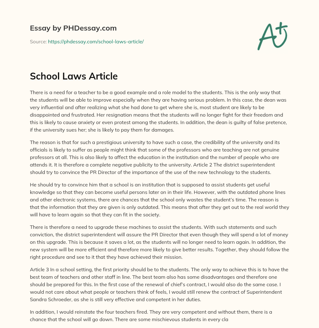 School Laws Article essay