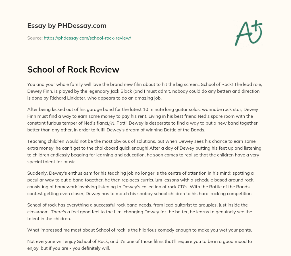 School of Rock Review essay