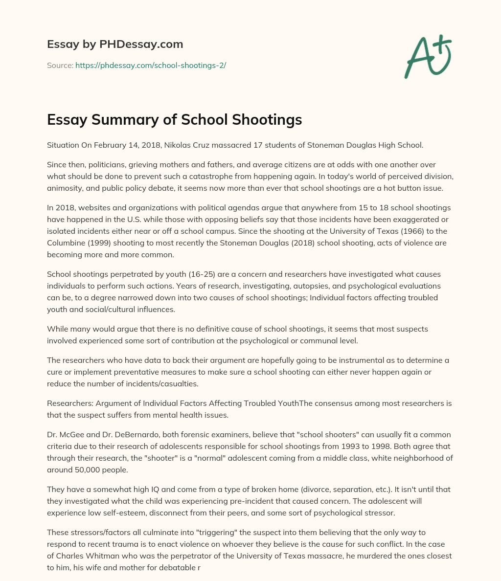 school shooting essay thesis statement