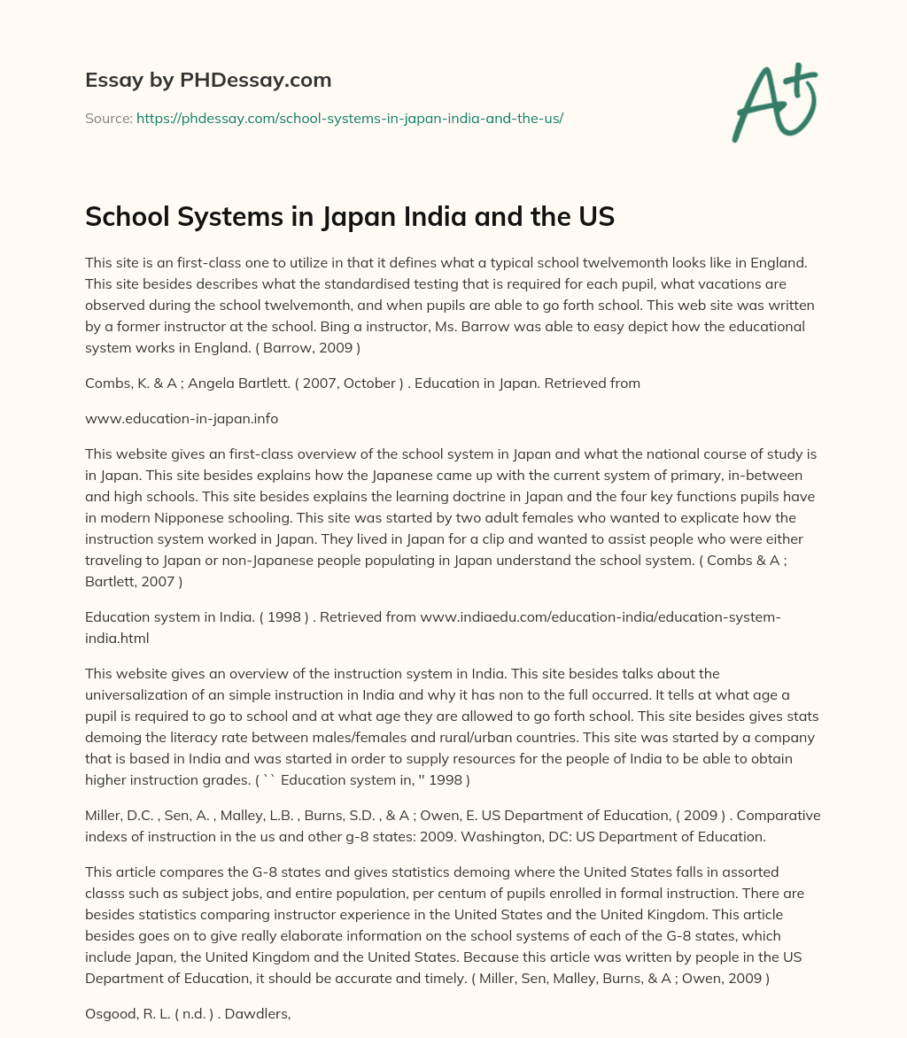School Systems in Japan India and the US essay