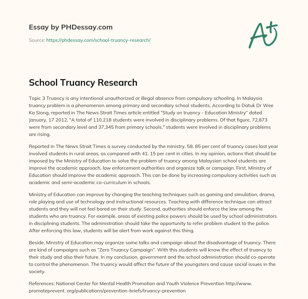 School Truancy Research essay