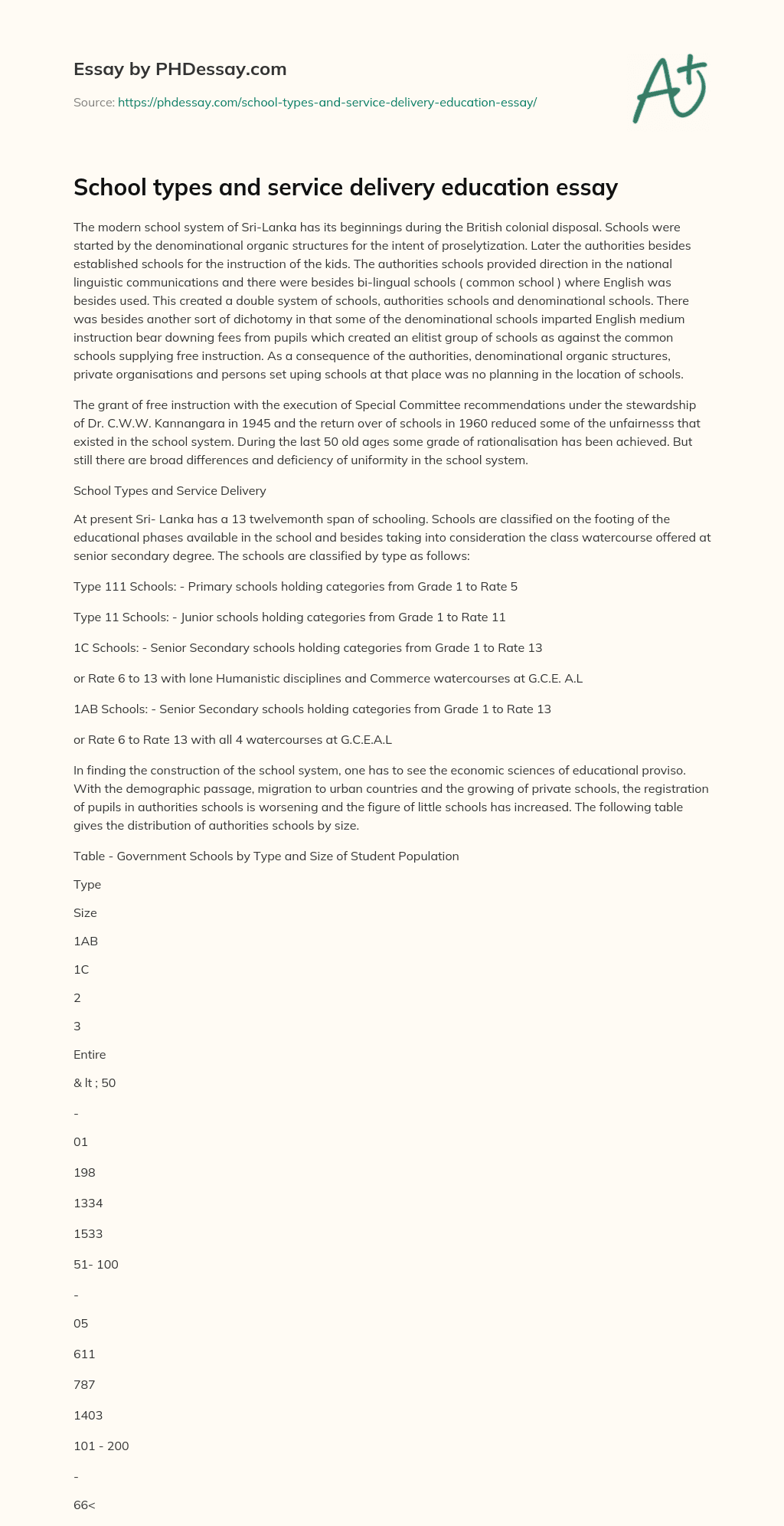 School types and service delivery education essay essay