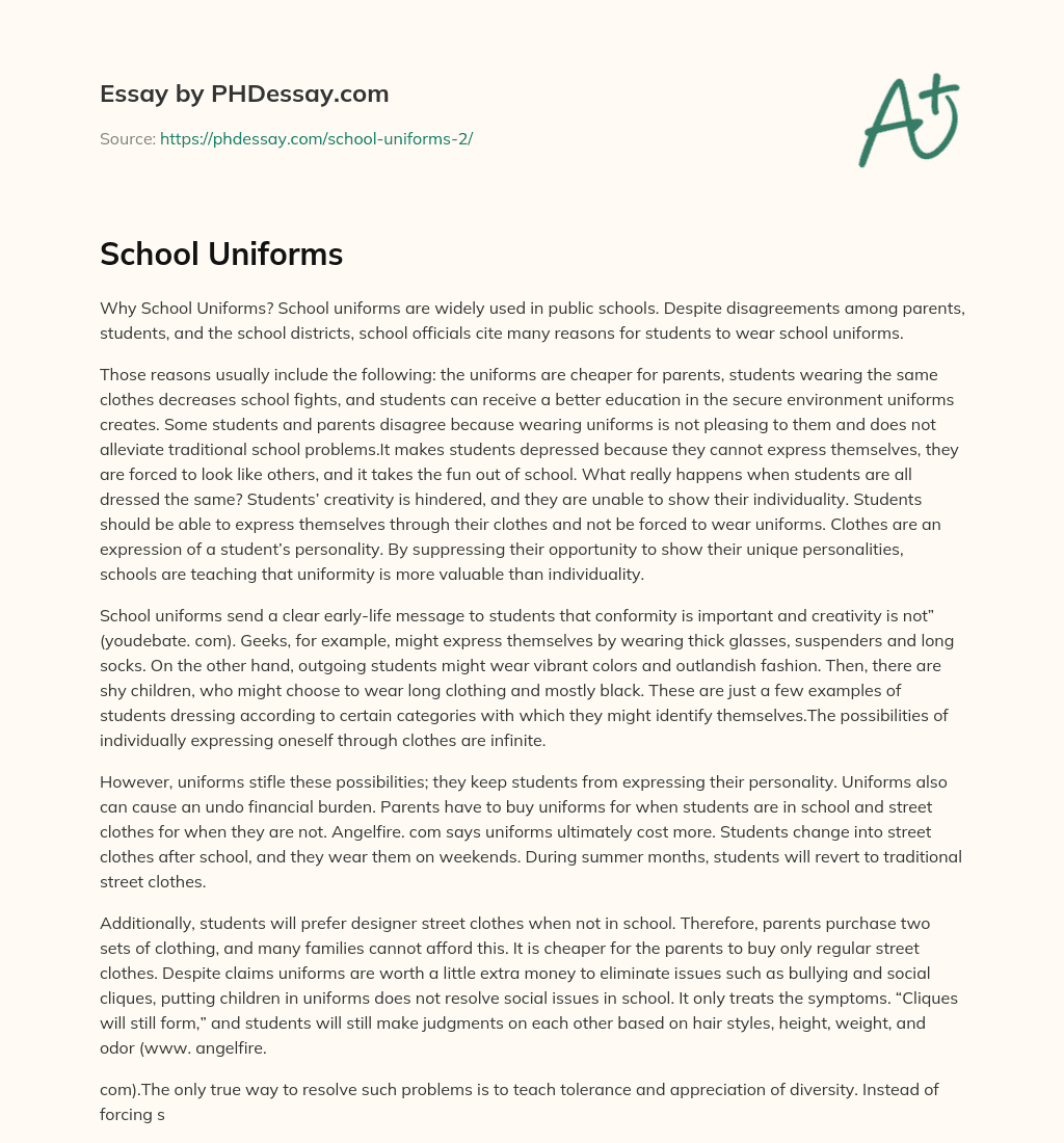 School Uniforms essay