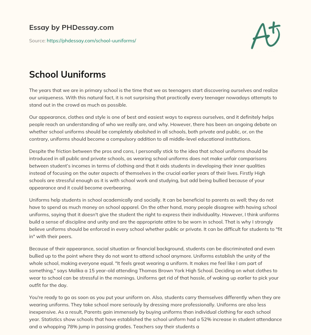 School Uuniforms essay
