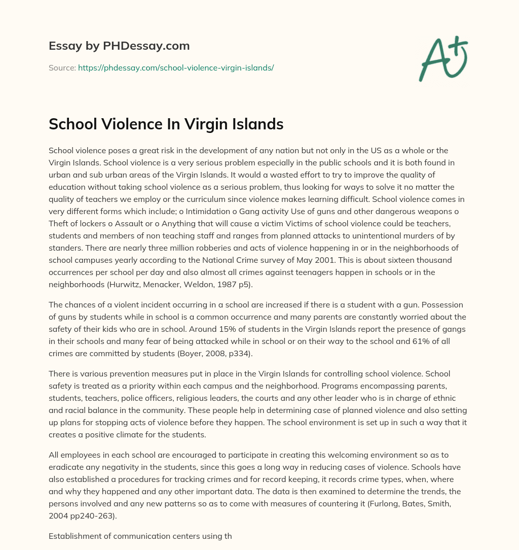 School Violence In Virgin Islands essay