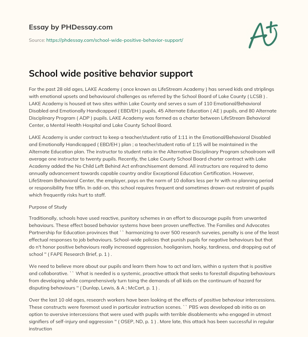 School wide positive behavior support essay