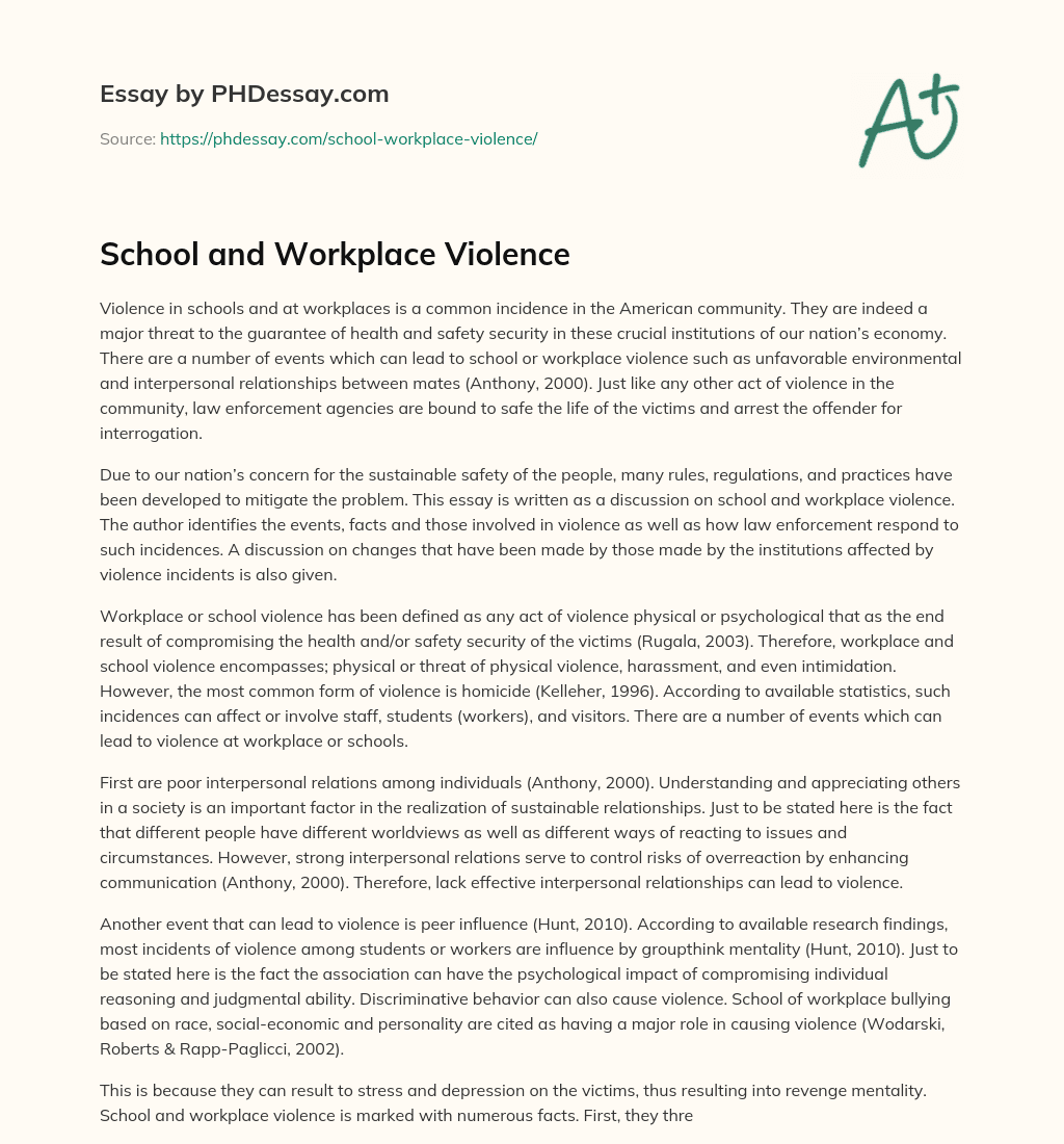 School and Workplace Violence essay