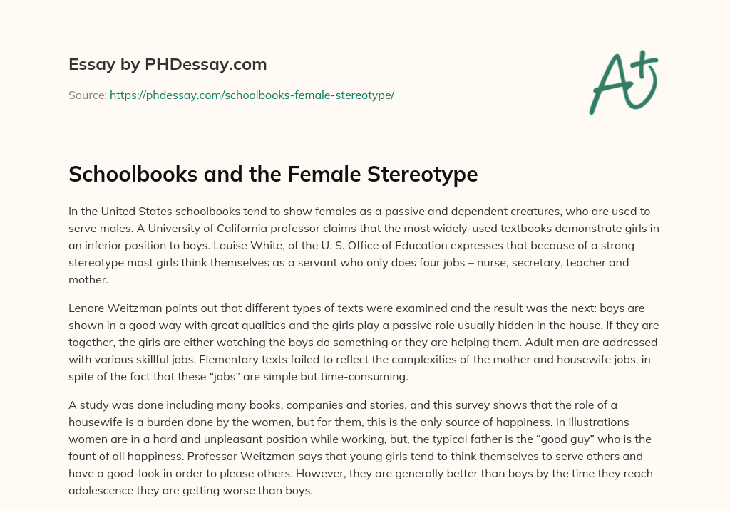 Schoolbooks and the Female Stereotype essay