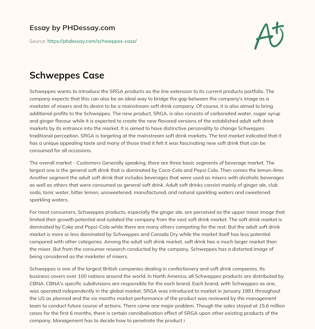 Schweppes Case essay