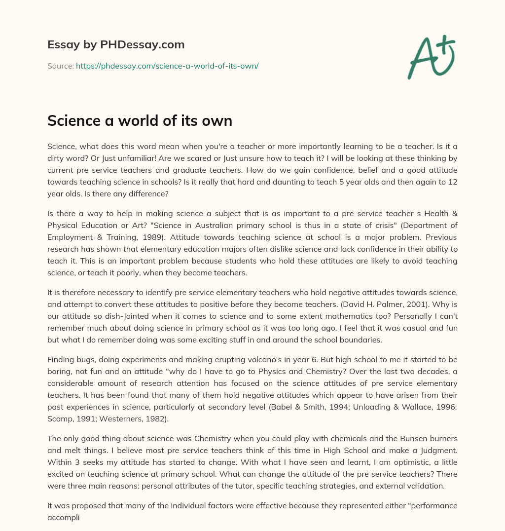 Science a world of its own essay