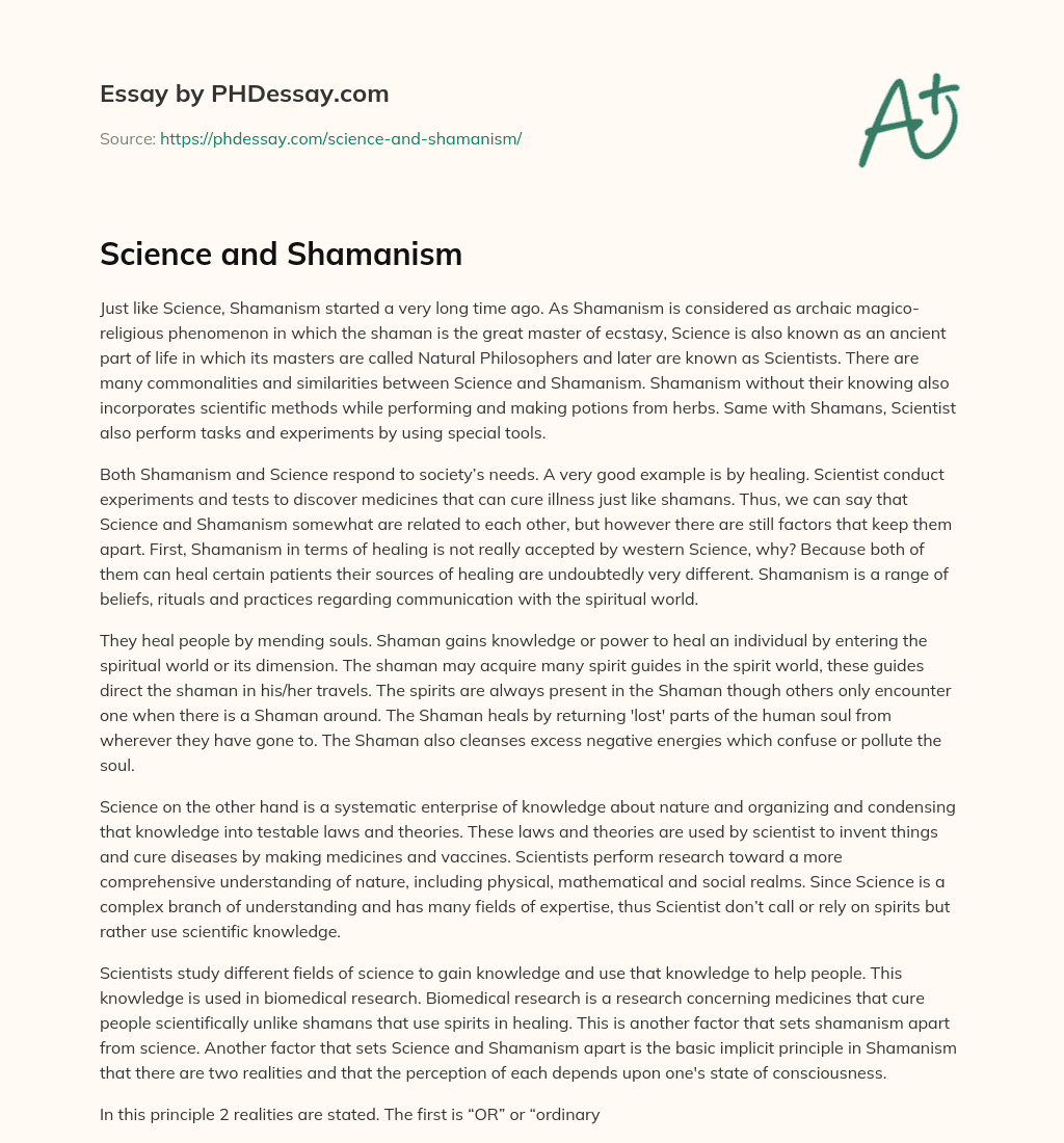 Science and Shamanism essay