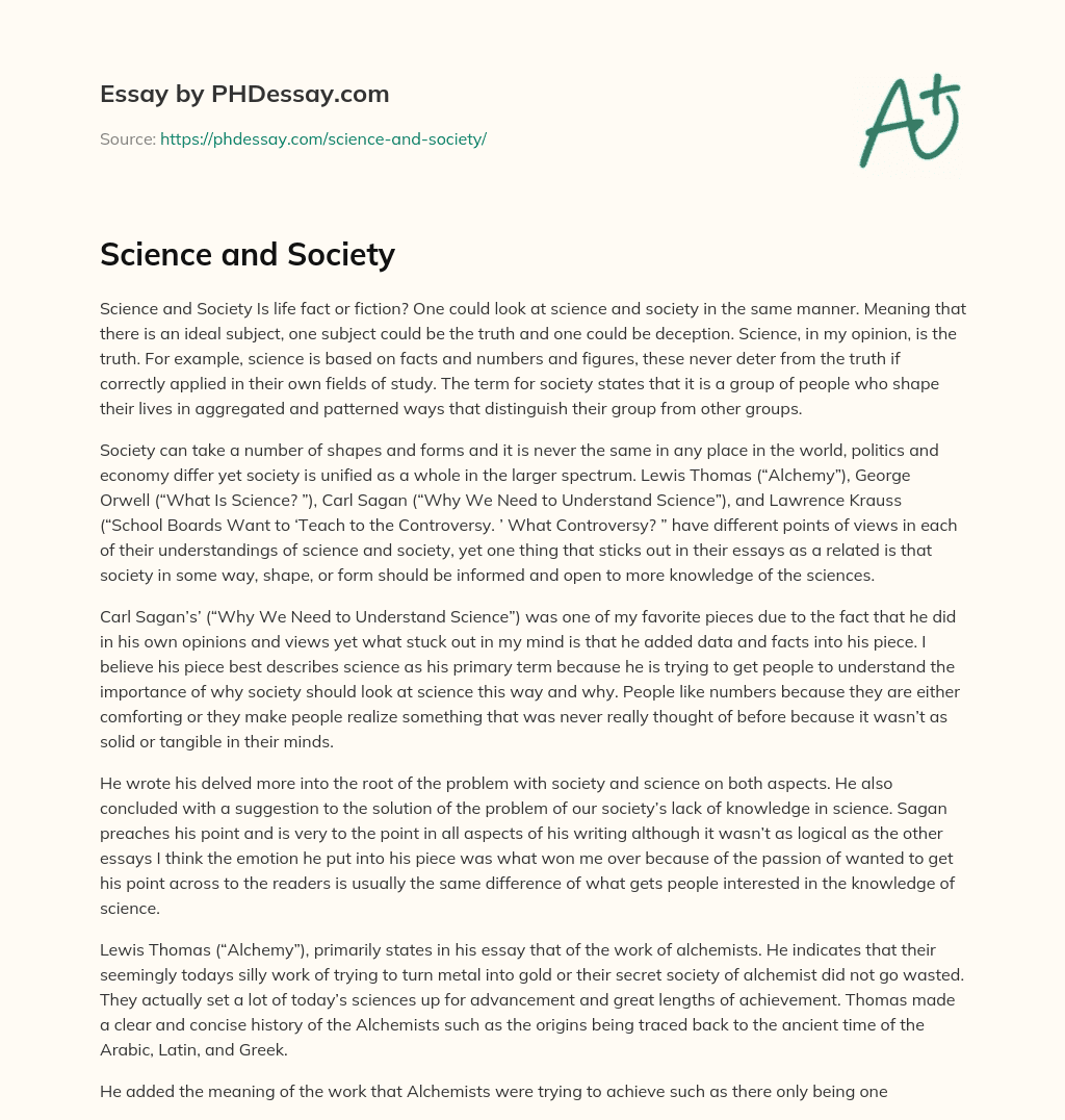 Science and Society essay