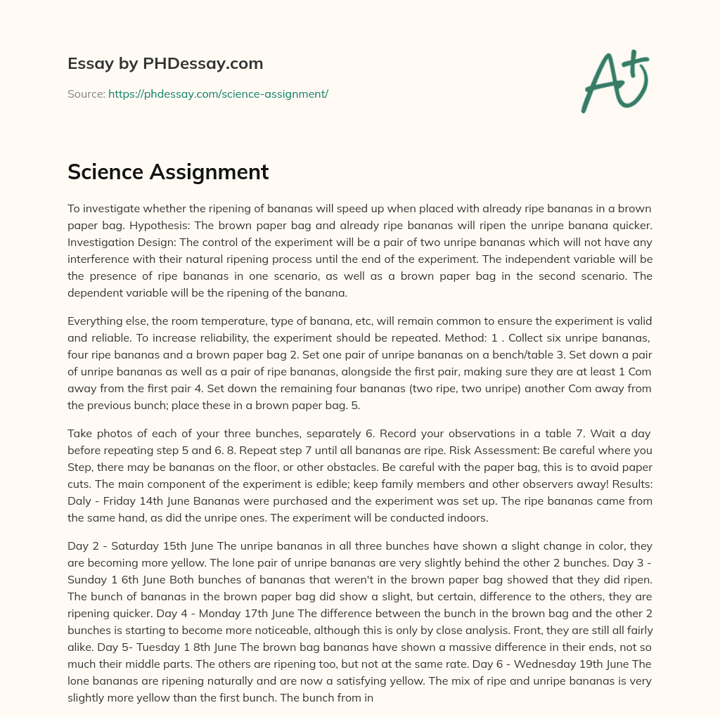 Science Assignment essay