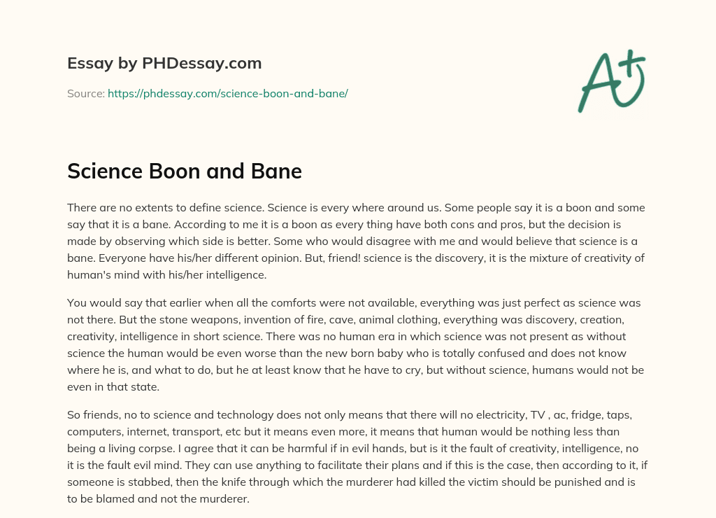 essay on science boon or bane