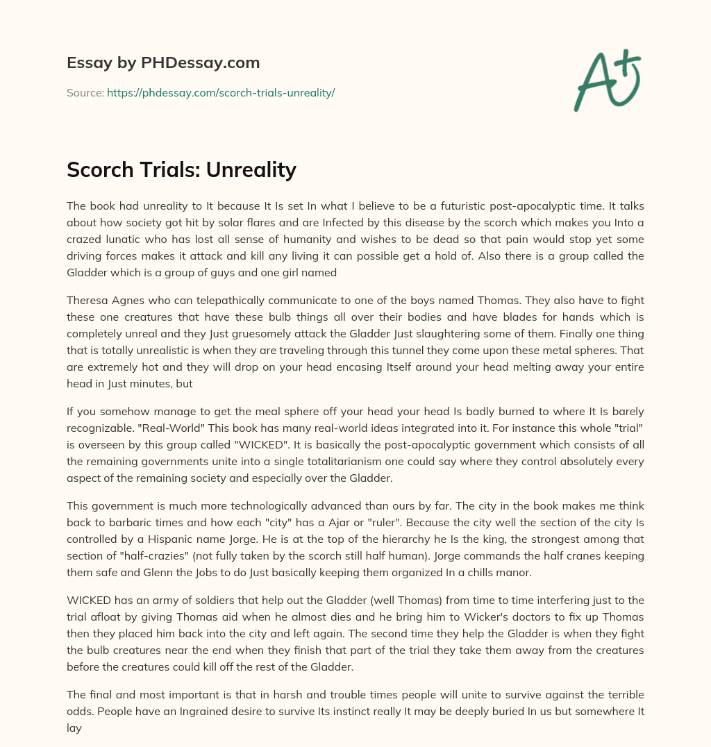 Scorch Trials: Unreality essay