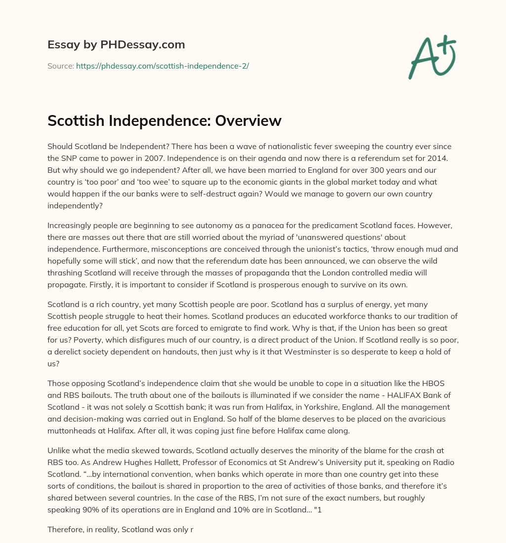 Scottish Independence: Overview essay
