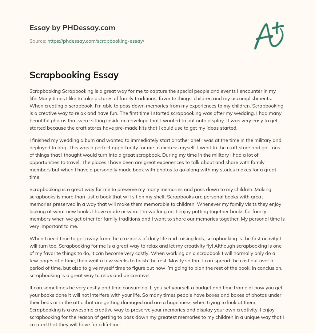 Scrapbooking Essay (600 Words)