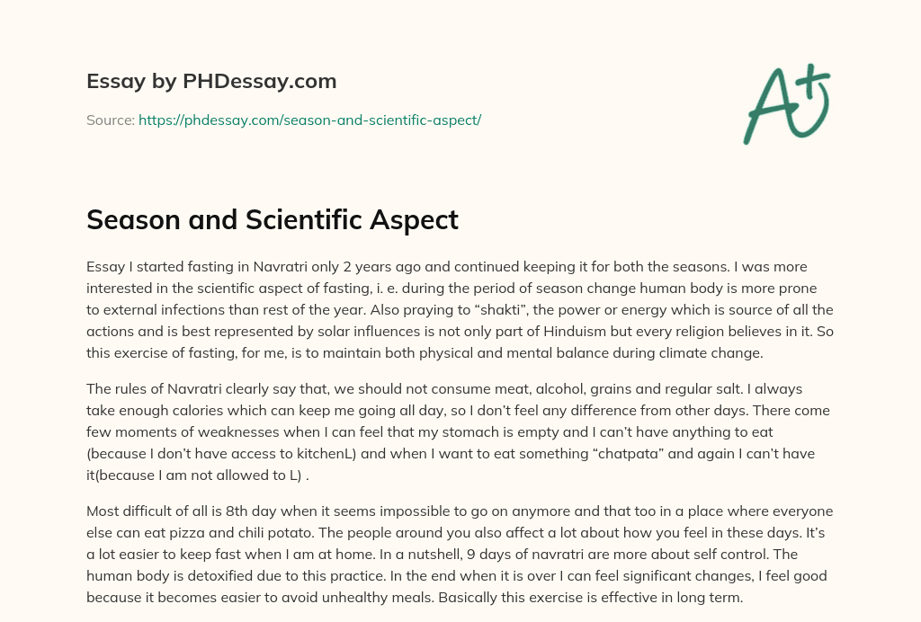 Season and Scientific Aspect essay