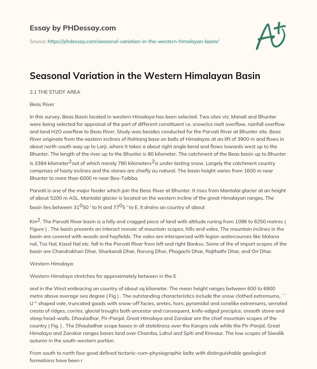 Seasonal Variation in the Western Himalayan Basin essay
