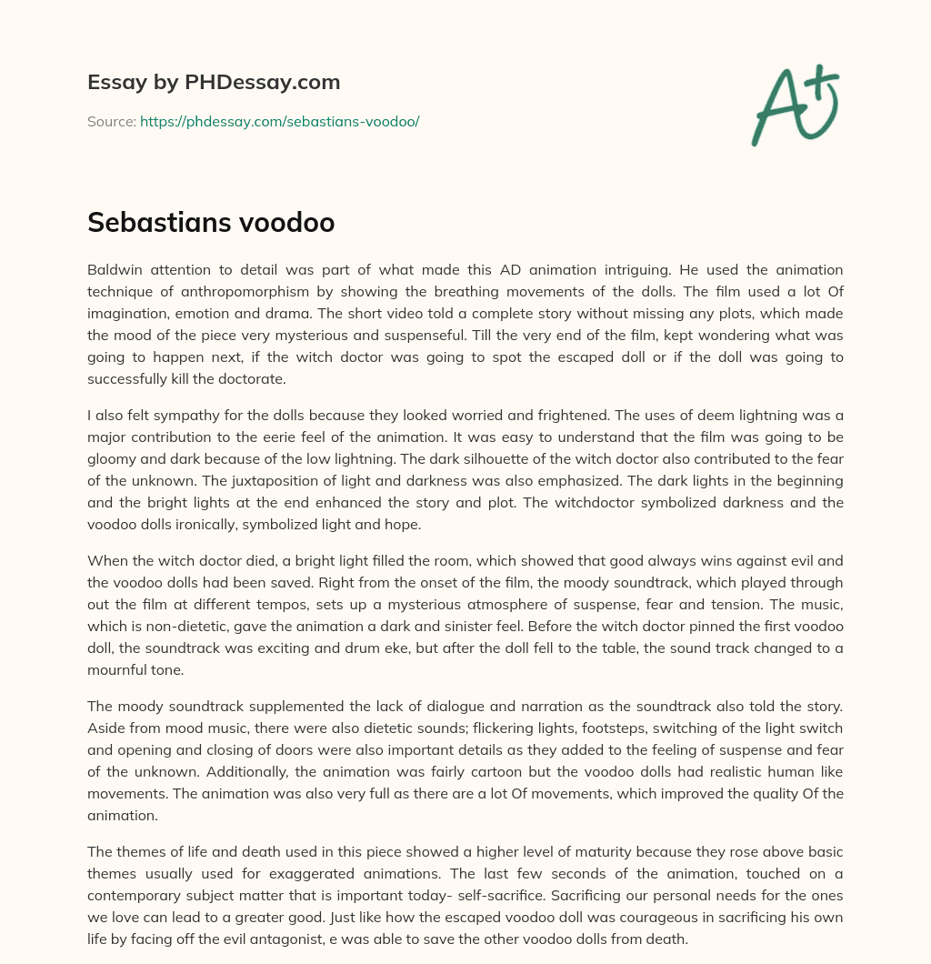 Sebastians voodoo essay