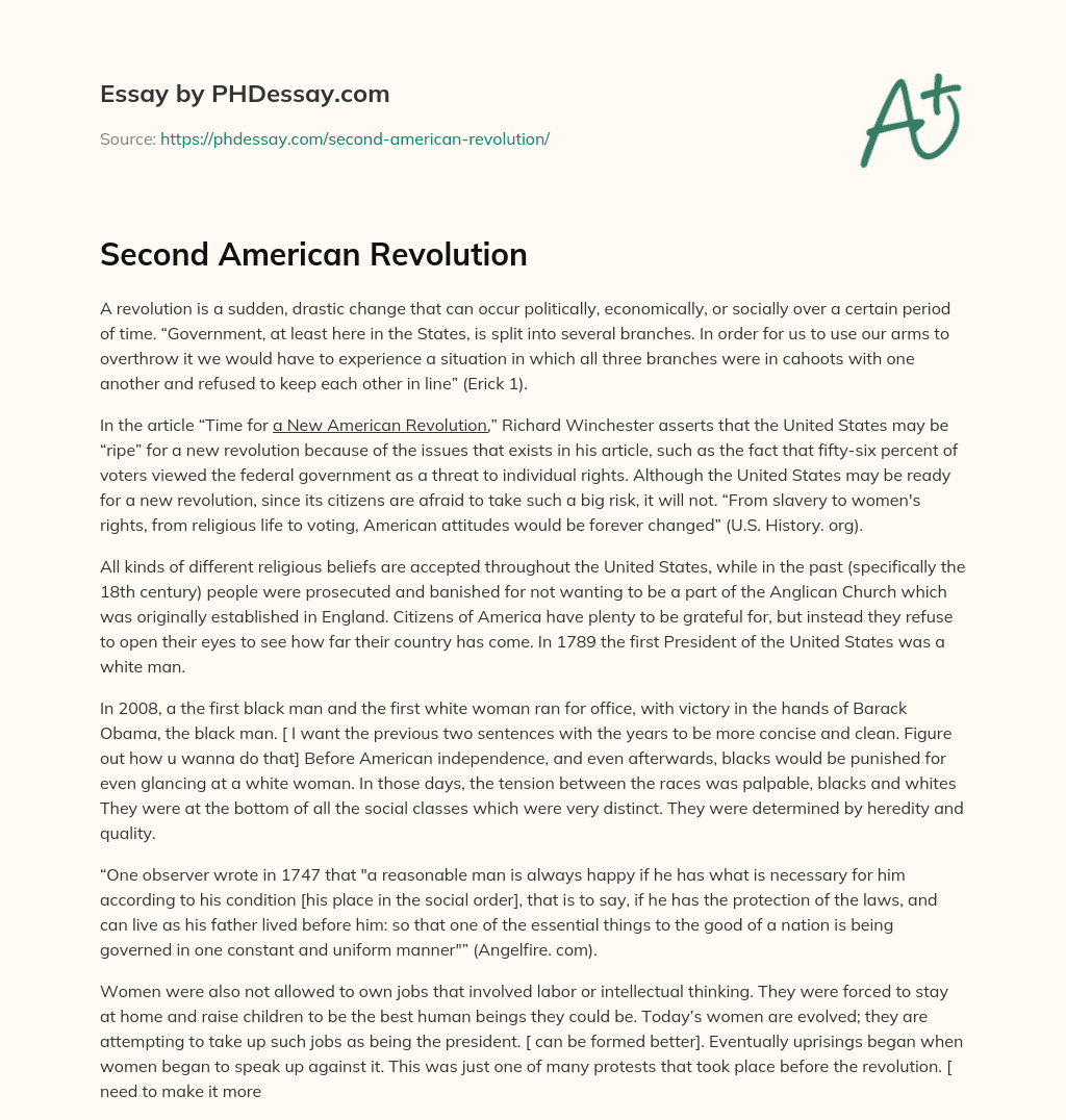 Second American Revolution essay