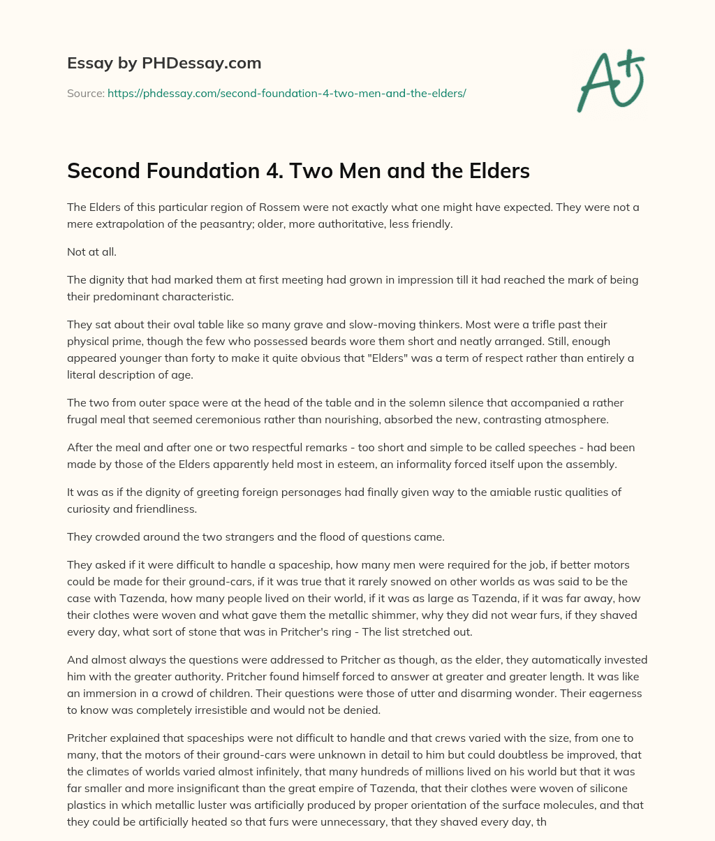 Second Foundation 4. Two Men and the Elders essay