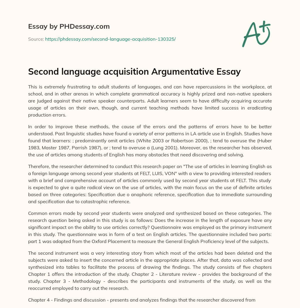 why language acquisition is important essay