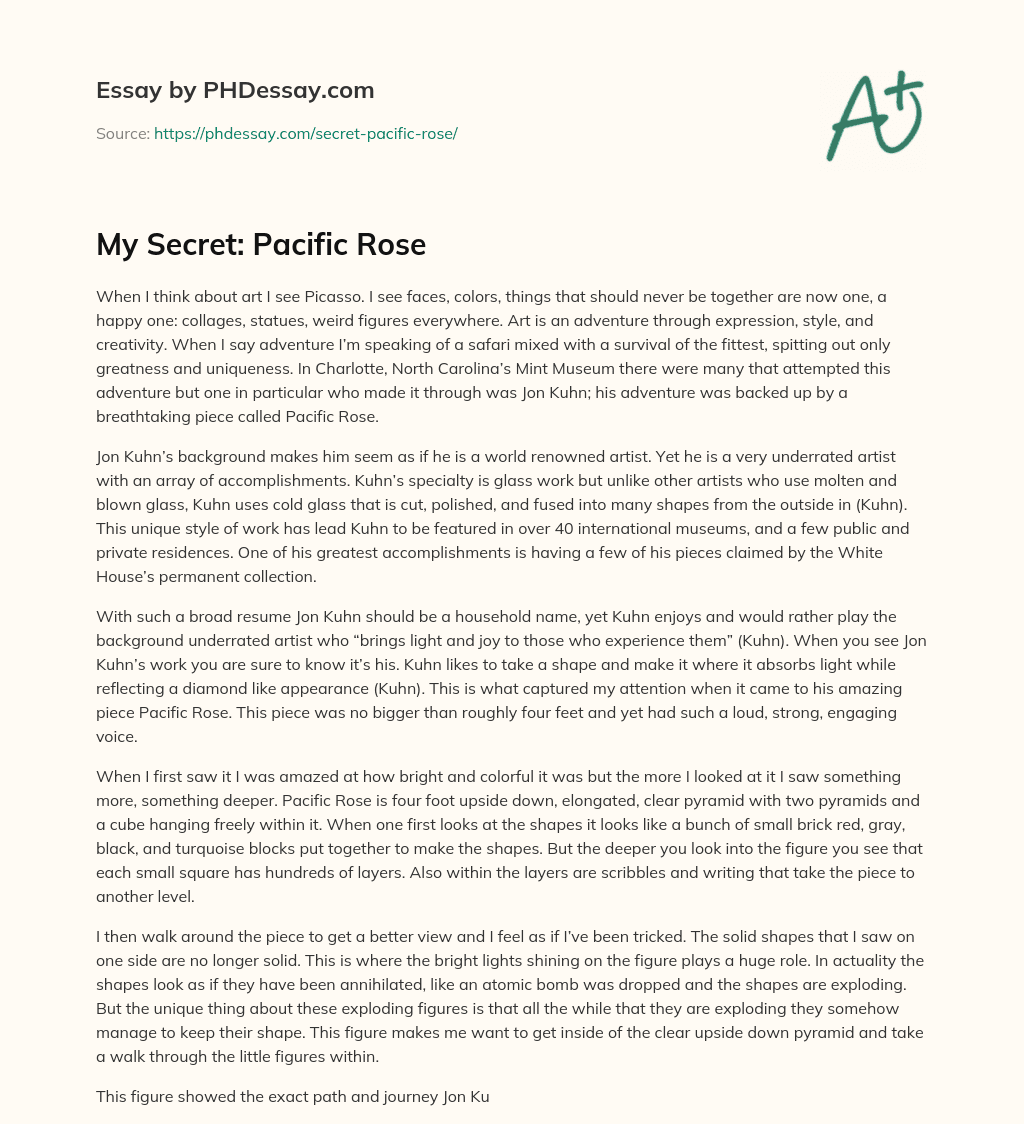 My Secret: Pacific Rose essay