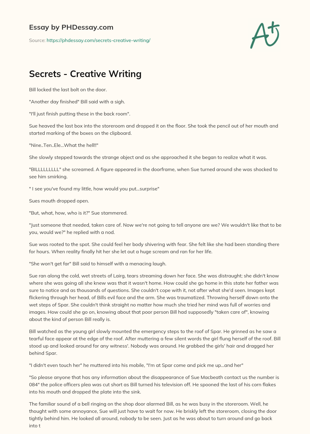 creative writing about secrets