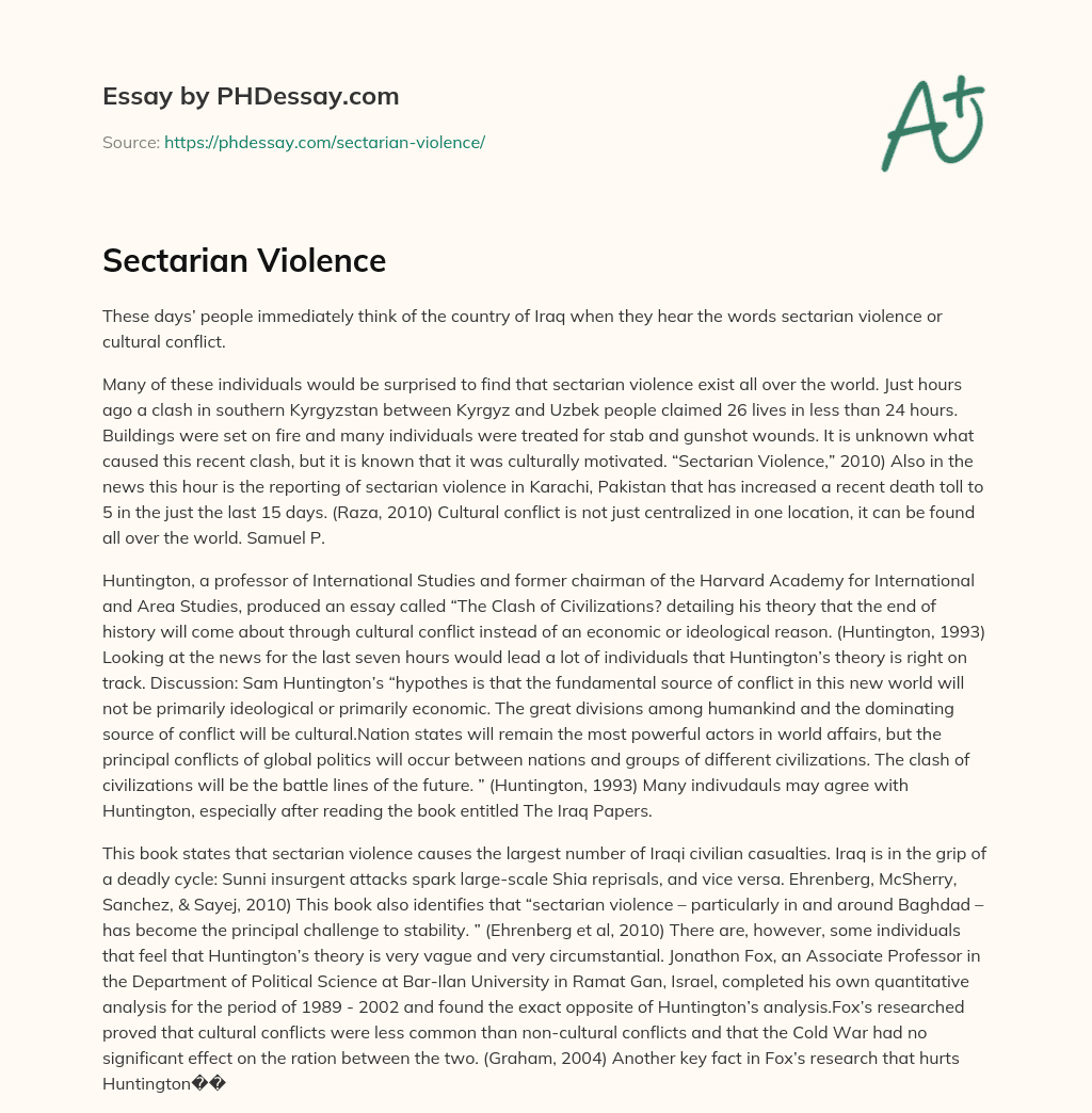 Sectarian Violence essay
