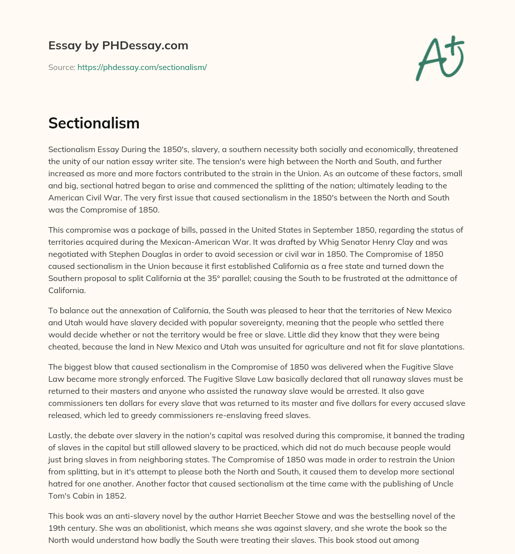 Sectionalism essay