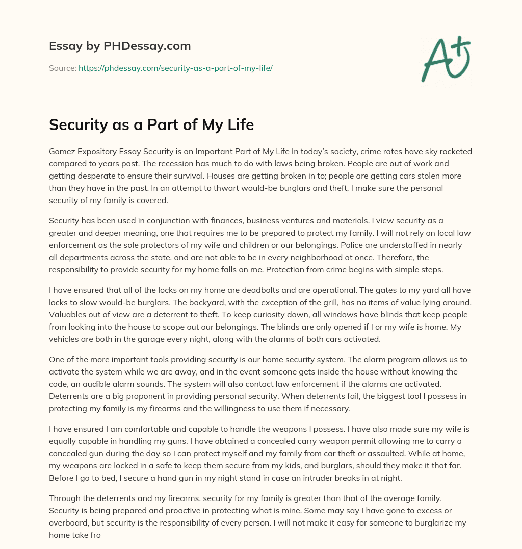 Security as a Part of My Life essay