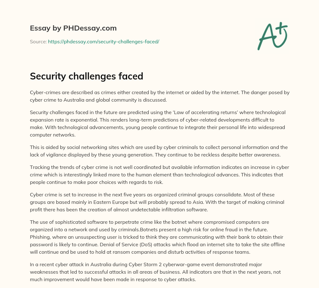 Security challenges faced essay