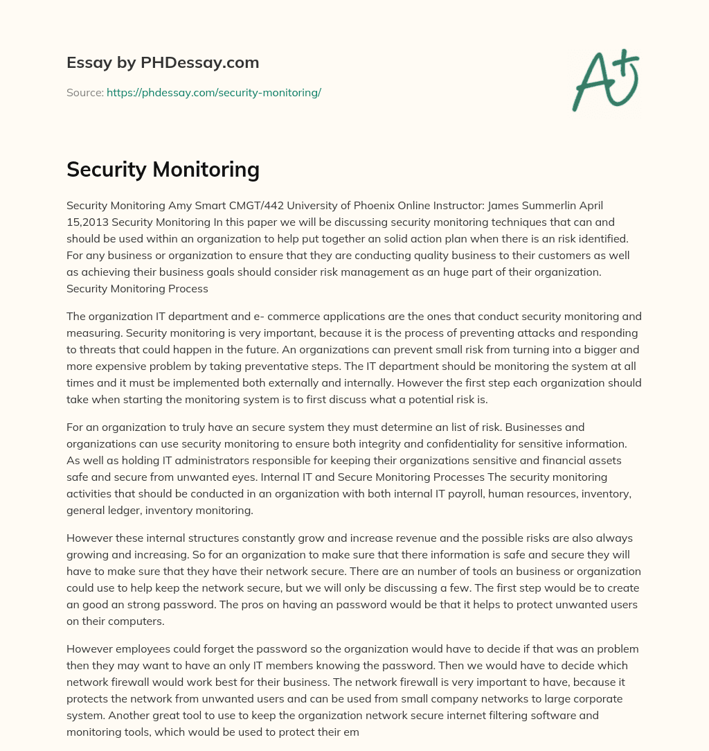 Security Monitoring essay