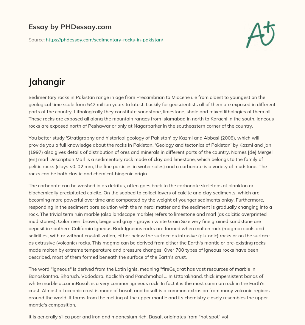 Sedimentary Rocks in Pakistan: Age, Lithology, and Distribution essay