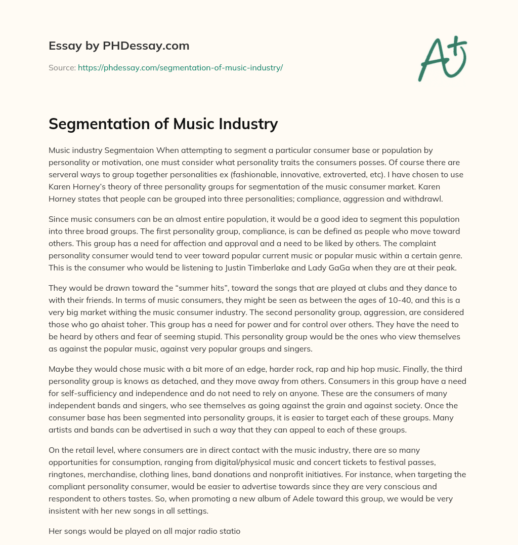 essay on music industry