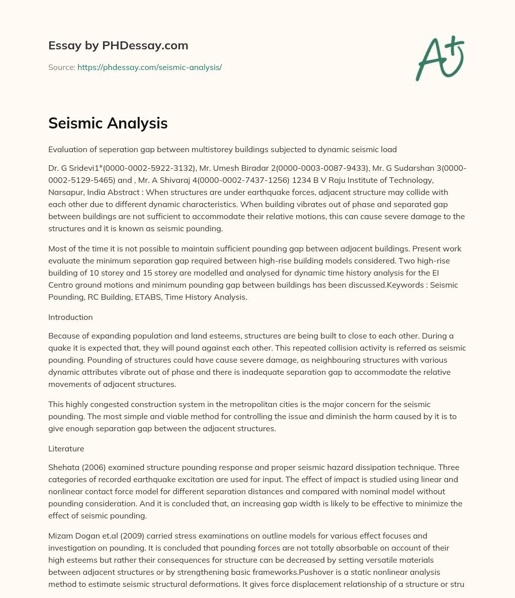 Seismic Analysis essay