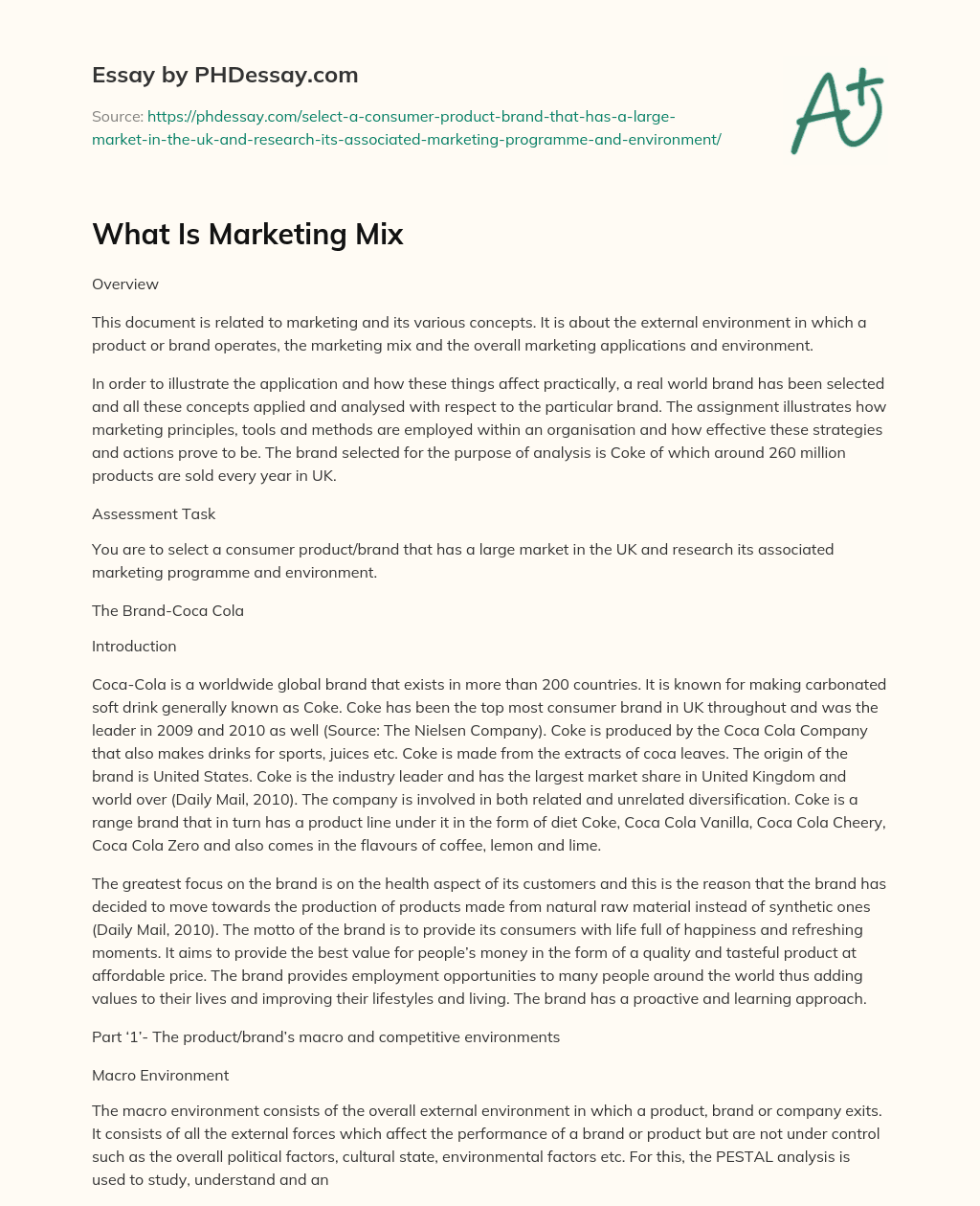 What Is Marketing Mix essay