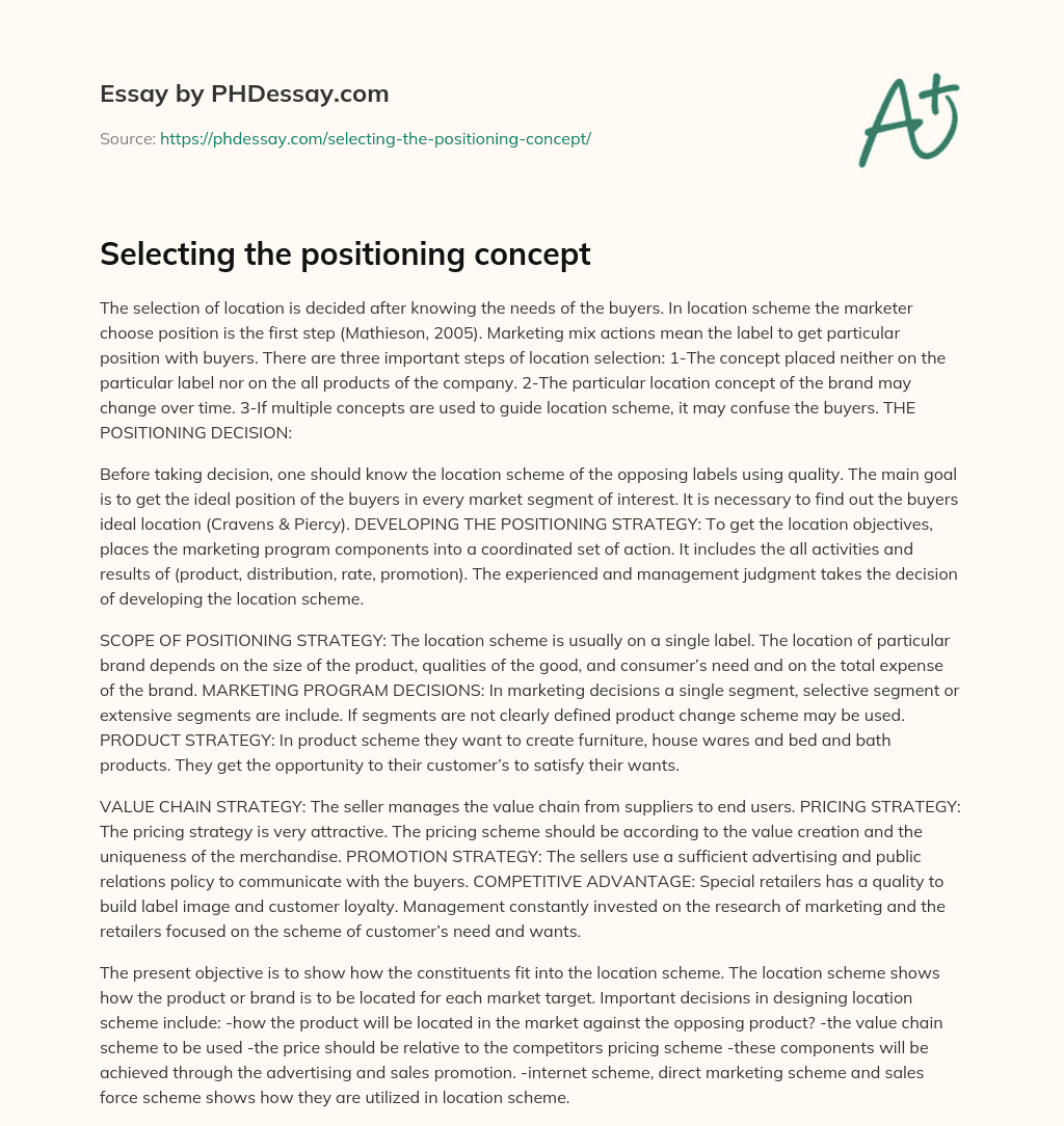 Selecting the positioning concept essay