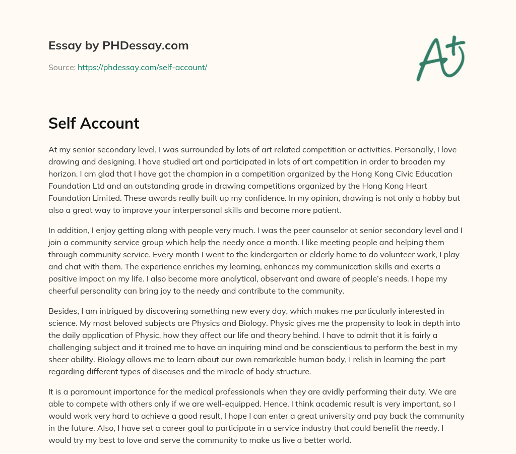 Self Account essay
