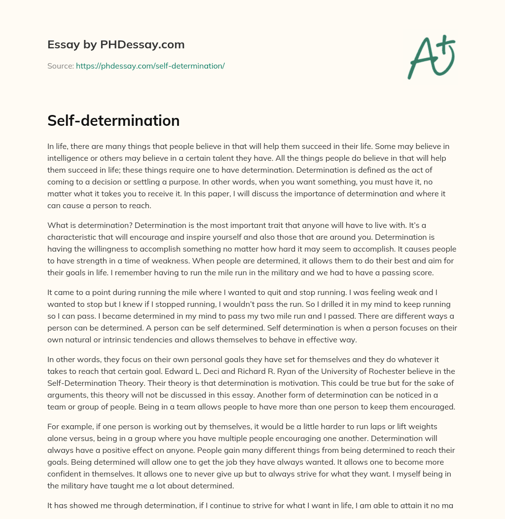 Self-determination essay