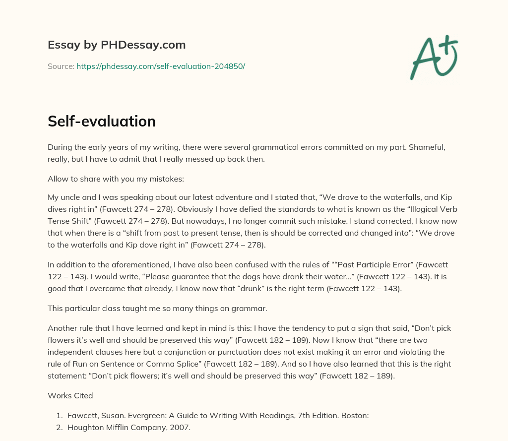 Self-evaluation essay
