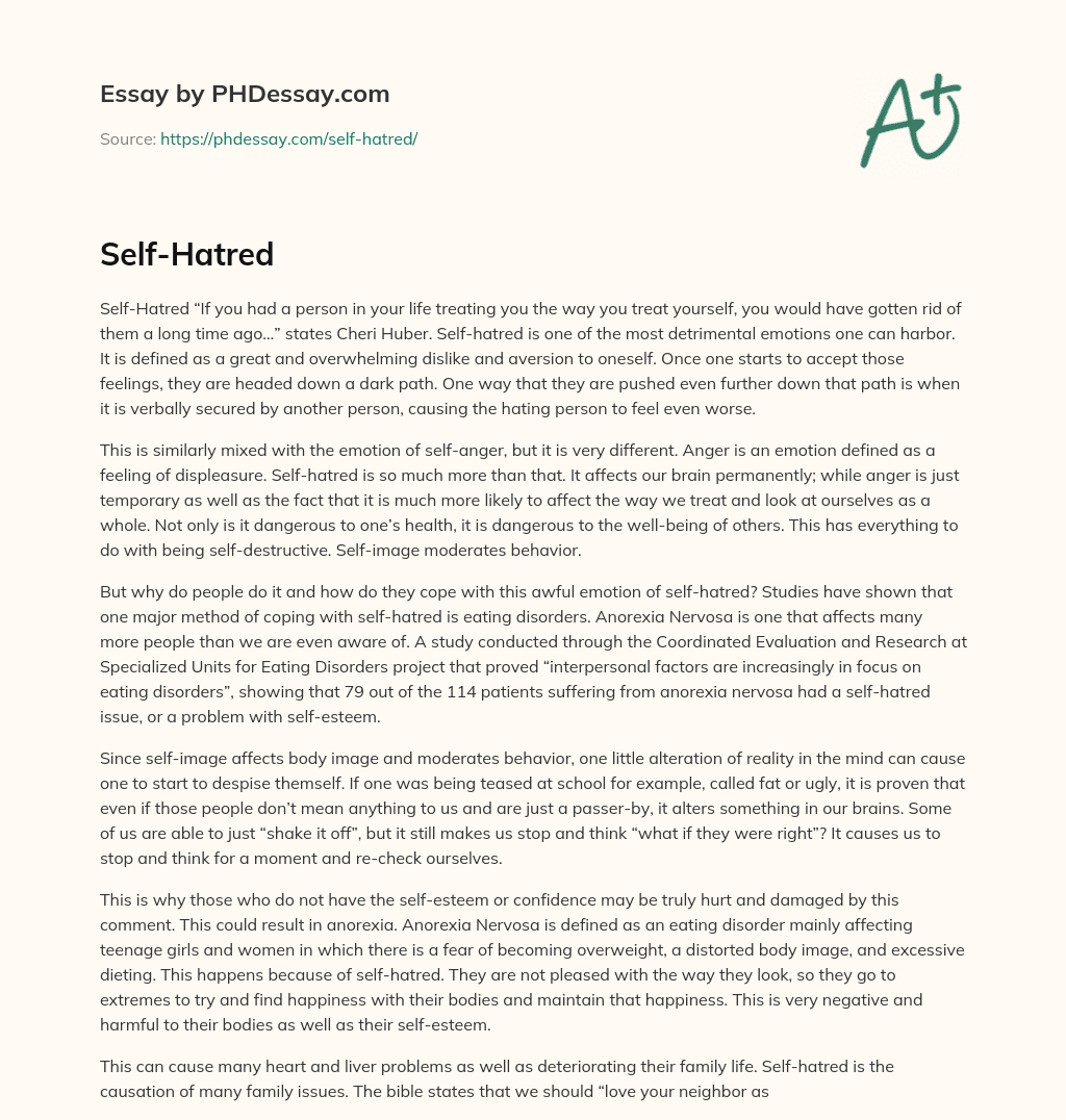 The Dangers of Self-Hatred and How to Cope essay