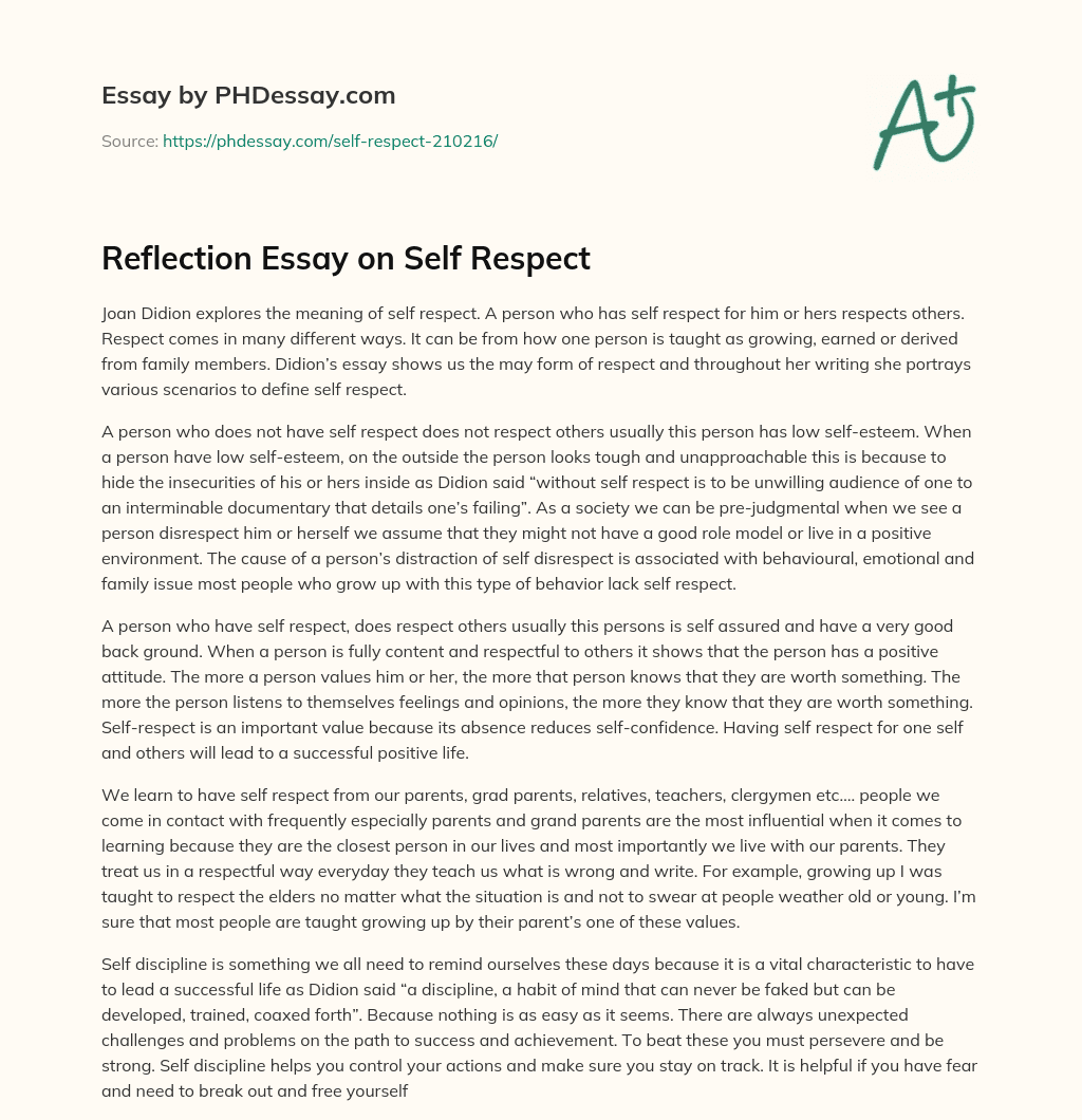essay about dignity and self respect