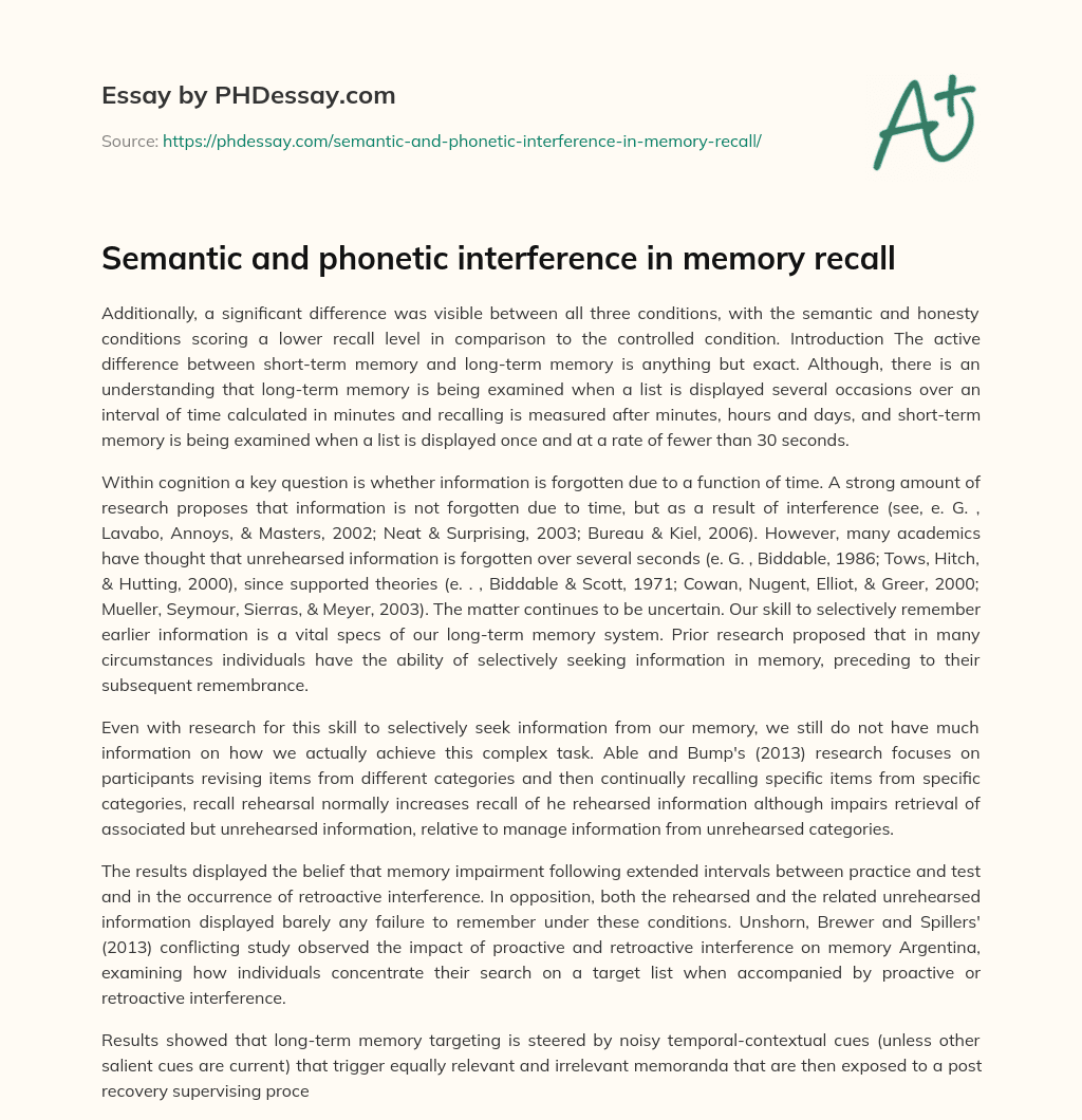 Semantic and phonetic interference in memory recall essay